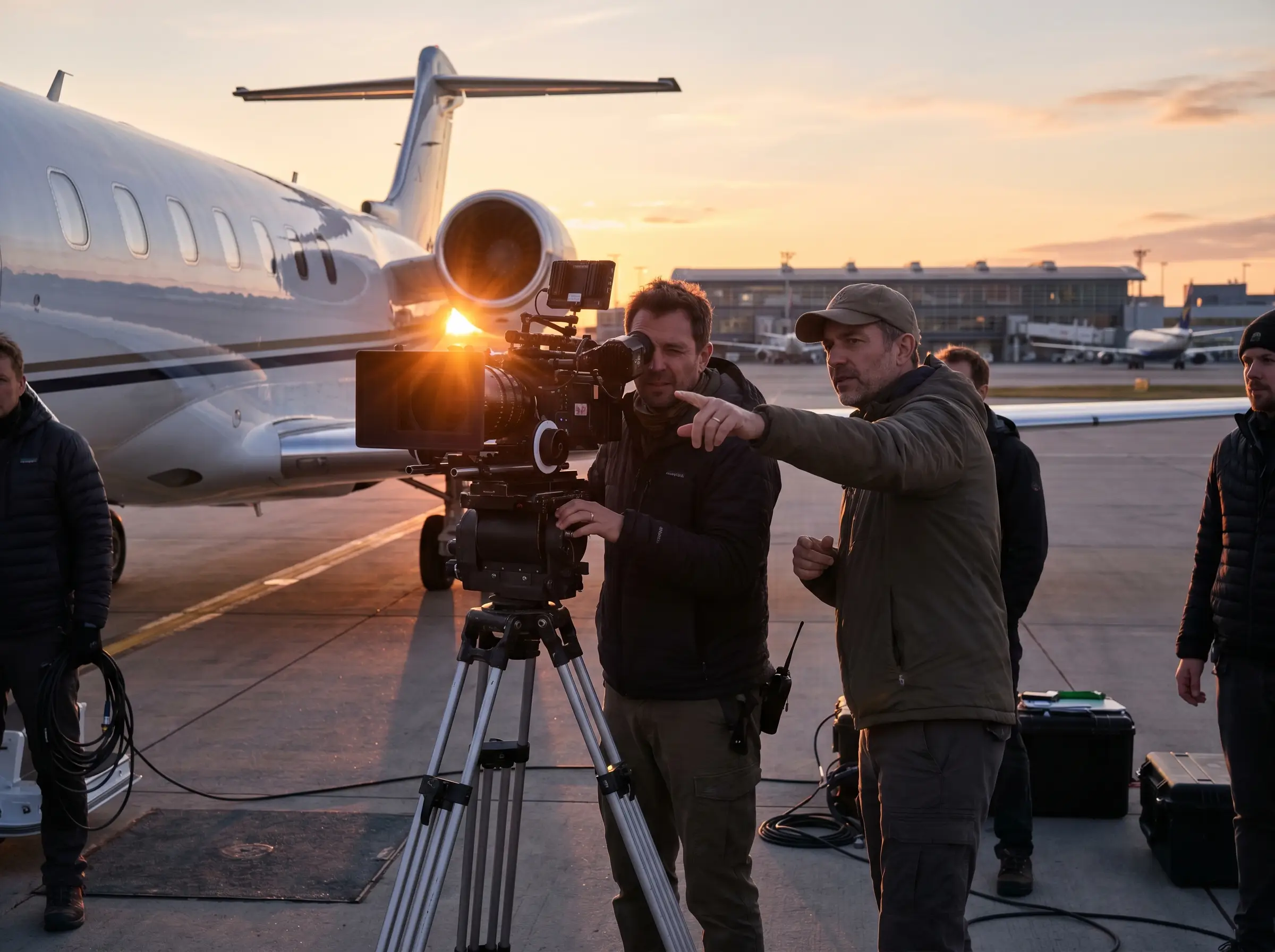 Cineastische Filmproduktion am Flughafen